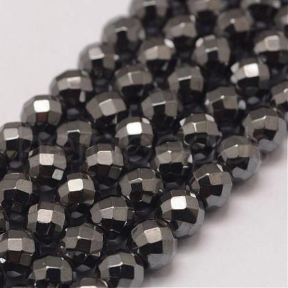 Grade AA Magnetic Synthetic Hematite Bead Strands G-P258-10-6mm-1