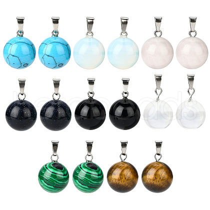  16Pcs 8 Style Natural & Synthetic Gemstone Pendants G-NB0003-04-1