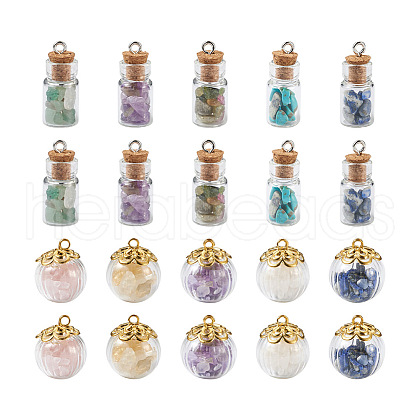 Craftdady 40Pcs 2 Style Glass Bottle Pendants FIND-CD0001-21-1
