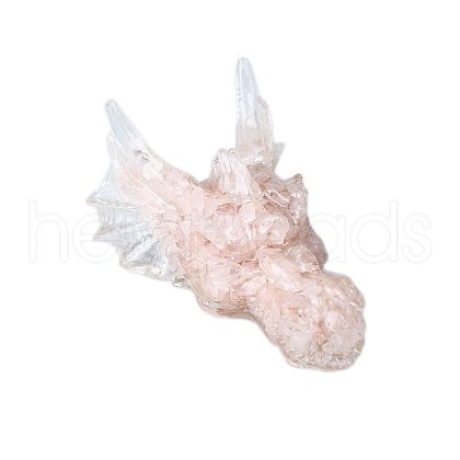 Dragon Resin with Natural Rose Quartz Chips Inside Display Decorations PW-WG37610-04-1
