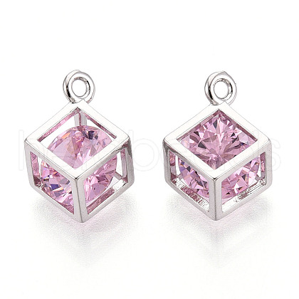 Brass Micro Pave Cubic Zirconia Charms KK-N264-02A-P-1