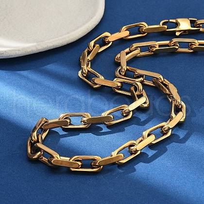 Ion Plating(IP) 304 Stainless Steel Paperclip Chain Necklaces for Women Men NJEW-U019-03G-1