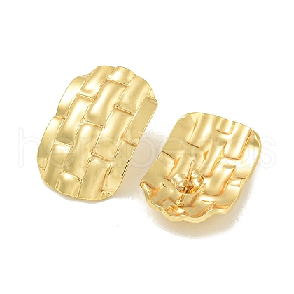 Texture Oval 304 Stainless Steel Stud Earrings for Women EJEW-K278-36G-1