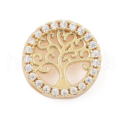 Brass Micro Pave Clear Cubic Zirconia Slide Charms ZIRC-I068-31G-1