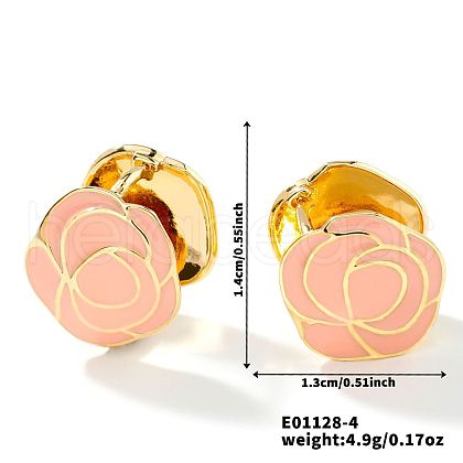 Vintage Brass Enamel Mountain Camellia Hoop Earrings AP2045-4-1