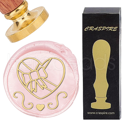 Brass Wax Seal Stamps with Wood Handle AJEW-WH0412-0119-1