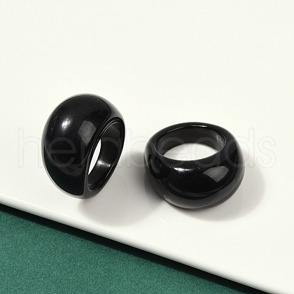 Natural Obsidian Finger Rings for Unisex RJEW-C128-01C-1