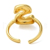 Initials Brass Open Cuff Ring for Women RJEW-N046-02S-G-3