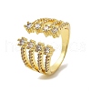 Brass Micro Pave Cubic Zirconia Cuff Rings for Women RJEW-P129-04G-2