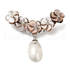 Peach Blossom Flower Natural White Shell Brooches for Women JEWB-E031-02P-1