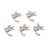 Brass Micro Pave Cubic Zirconia Bird Pendants KK-E068-VB297-4