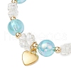 2Pcs 2 Colors Flower & Round Acrylic Beaded Couple Stretch Bracelet Sets BJEW-JB10451-4