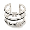 Rectangle Rack Plating Brass Micro Pave Cubic Zirconia Wide Cuff Rings for Women RJEW-F162-15P-2