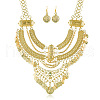 Alloy Coin Tassel Bib Necklaces & Dangle Earrings Sets FS-WG2BAC6-04-2