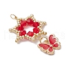 Glass Seed Beaded Flower Pendants PALLOY-MZ00623-3