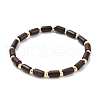 Natural Wood Tube Beads Stretch Bracelet BJEW-JB07091-1