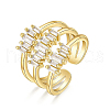 Brass Micro Pave Cubic Zirconia Adjustable Cuff Rings for Women FS-WGFBE33-01-2