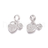 Brass Micro Pave Cubic Zirconia European Dangle Charms X-ZIRC-E163-13P-2