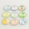 Flower Pattern Flatback Half Round Glass Dome Cabochons for DIY Projects X-GGLA-R026-10mm-08-1
