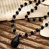 Gothic Style Alloy & Acrylic Handmade Link Chain Black Teardrop Pendant Double Layer Necklaces for Women FS-WG22283-01-2