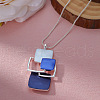 Multi Square Brass Blue Enamel Pendant Necklaces for Women FS-WG21173-01-5