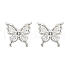 Butterfly Brass Micro Pave Cubic Zirconia Stud Earrings EJEW-M082-17P-02-2