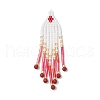 Glass Seed Beaded Tassels Pendants PALLOY-MZ00655-01-1