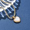 304 Stainless Steel Pave Shell Heart Pendant Rope Chain Necklaces for Women NJEW-Z070-02G-2