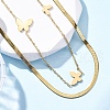 304 Stainless Steel Double Layer Link Chain Necklaces NJEW-R026-01G-01-1
