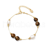 Brass Natural Freshwater Pearl Beaded Bracelets for Women BJEW-U046-01G-4