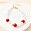 Brass ABS Imitation Pearl Beaded Bracelets for Women BJEW-D317-02G-1
