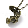 Retro Alloy Broken Half Skull Pendant Necklace for Men Women NJEW-B085-04B-3