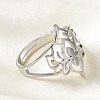 Non-Tarnish 304 Stainless Steel Hollow Out Flower Adjustable Ring RJEW-T027-03P-3
