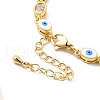 Enamel Evil Eye & Glass Oval Link Chain Bracelet BJEW-G663-01G-04-4