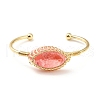 Watermelon Stone Glass Horse Eye Wrapped Cuff Bangle G-D458-02G-05-RS-2