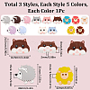 SUNNYCLUE 15Pcs 15 Style Animal Theme Food Grade Eco-Friendly Silicone Focal Beads SIL-SC0001-41-2