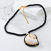 Summer Alloy Pave Resin Shell Shaped Pendant Black Polycotton Cord Necklaces FS-WG37484-01-1