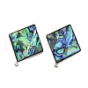 304 Stainless Steel Pave Natural Paua Shell Stud Earring Findings STAS-Z125-05P-2