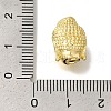 Buddha Head Rack Plating Brass Micro Pave Clear Cubic Zirconia Beads KK-U019-12G-3
