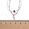304 Stainless Steel & Dyed Natural White Jade Feather Pendant Double Layer Necklaces for Women NJEW-A045-20P-5