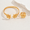 Elegant Brass Flower Cuff Ring & Bangle Set for Women DS4683-4