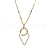 Brass Round with Rhombus Pendants Necklace NJEW-JN04698-2