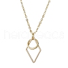 Brass Round with Rhombus Pendant Necklace NJEW-JN04698-2