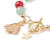 Christmas Tree & Star Alloy Enamel Charm Bracelet BJEW-TA00154-5