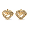 Valentine's Day Heart with Word Love Brass Micro Pave Clear Cubic Zirconia Stud Earrings EJEW-D305-22G-01-3