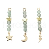 3Pcs 3 Styles Natural Green Aventurine Faceted Round Beaded Pendants PALLOY-JF03604-02-2