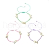 3Pcs 3 Colors Starfish & Conch Synthetic Turquoise Charm Bracelets BJEW-JB11521-2