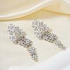 Elegant and Simple Brass Clear Cubic Zirconia Flower Tassel Stud Earrings GP2120-2-2