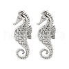 Sea Horse Brass Micro Pave Cubic Zirconia Ear Studs EJEW-D304-38P-2