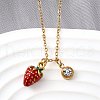 304 Stainless Steel Red Enamel Pendant Necklaces for Women NJEW-U043-02B-G-1